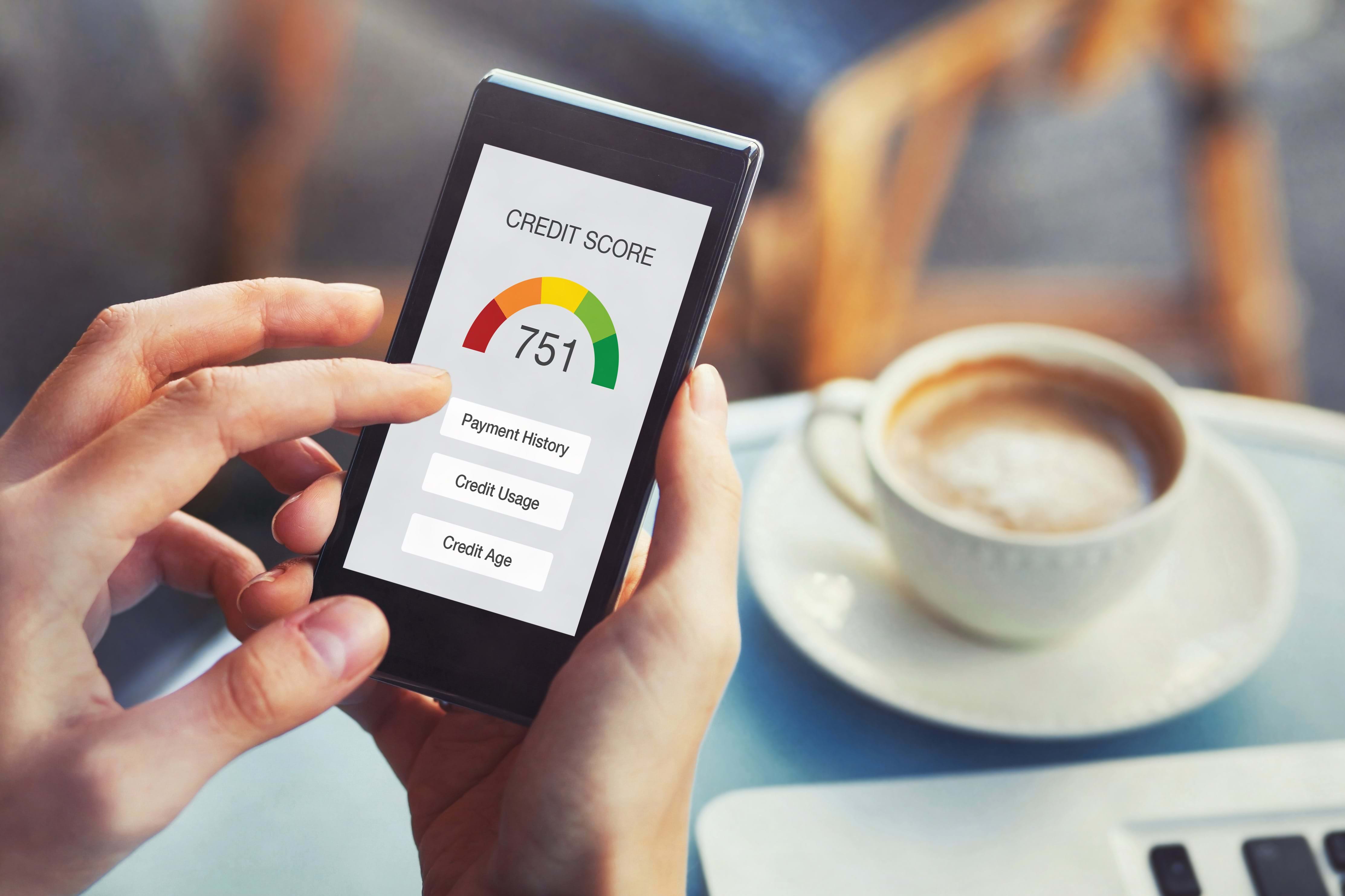 credit score platform on smartphone screen